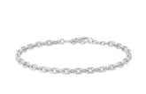 Sterling Silver & Rhodium Plated Chain Link Bracelet -7.25"